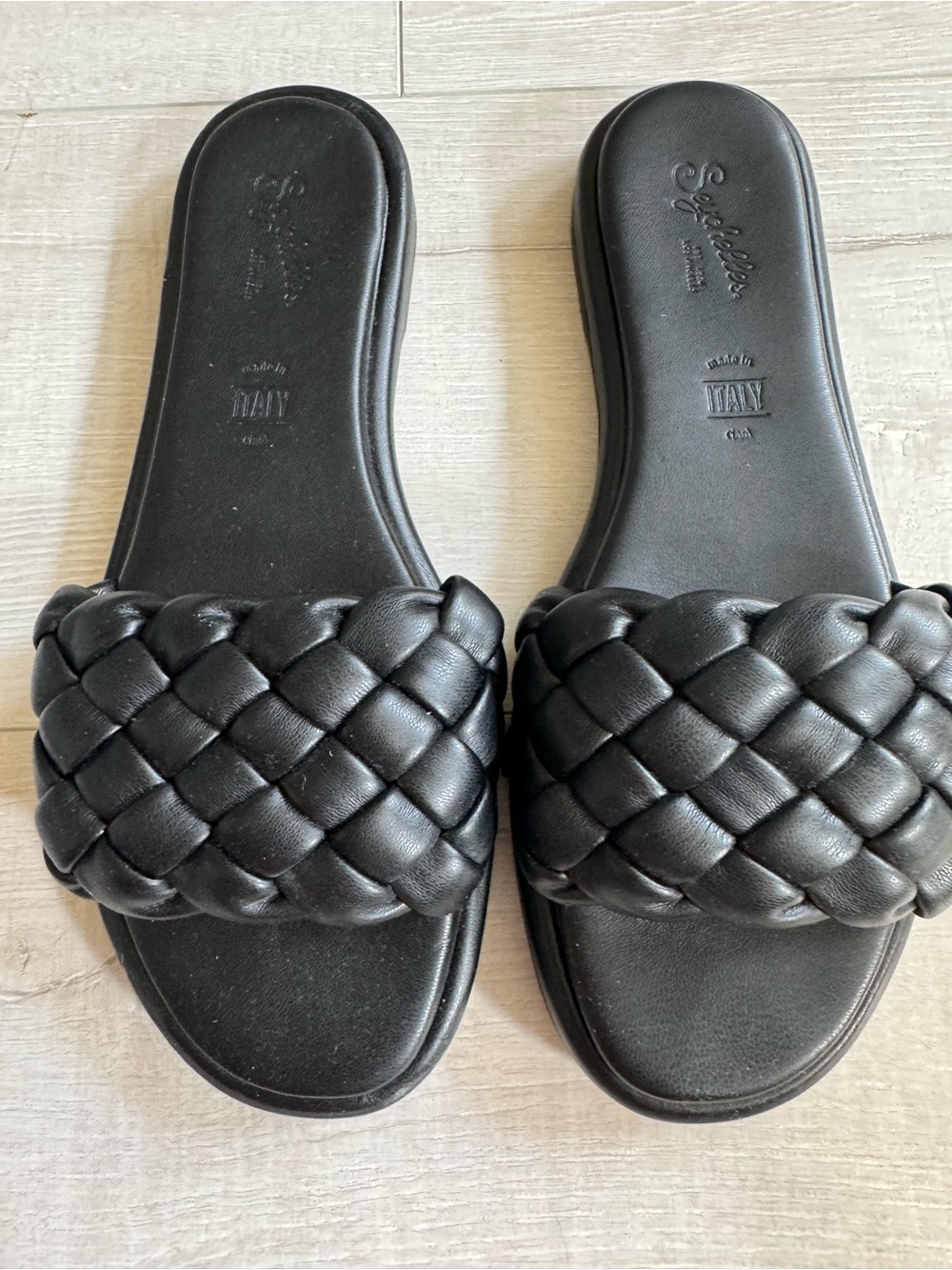 Seychelles Braided Leather Slide Sandal - Black